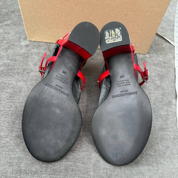 NIB (Sz7) Zadig & Voltaire Red Spike Sandals - Picture 5 of 14
